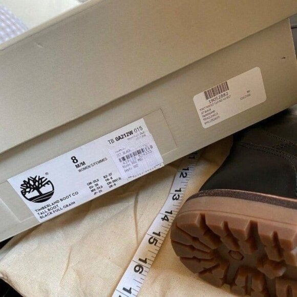 Timberland Leather Perfect Pairs Riley Flair Knee High Boots sz 8 Black Lug Sole - Picture 13 of 16